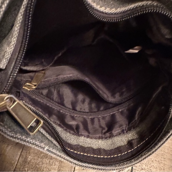 Prarie Schooner‎ Unisex Crossbody Bag Black Canvas Heavy Duty Multi Pocket - Picture 9 of 11